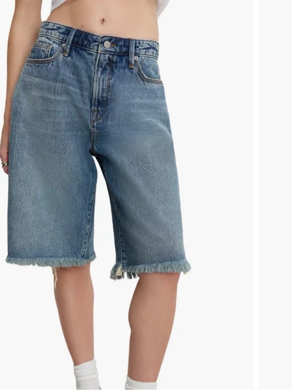 Good American Frayed Bermuda Shorts